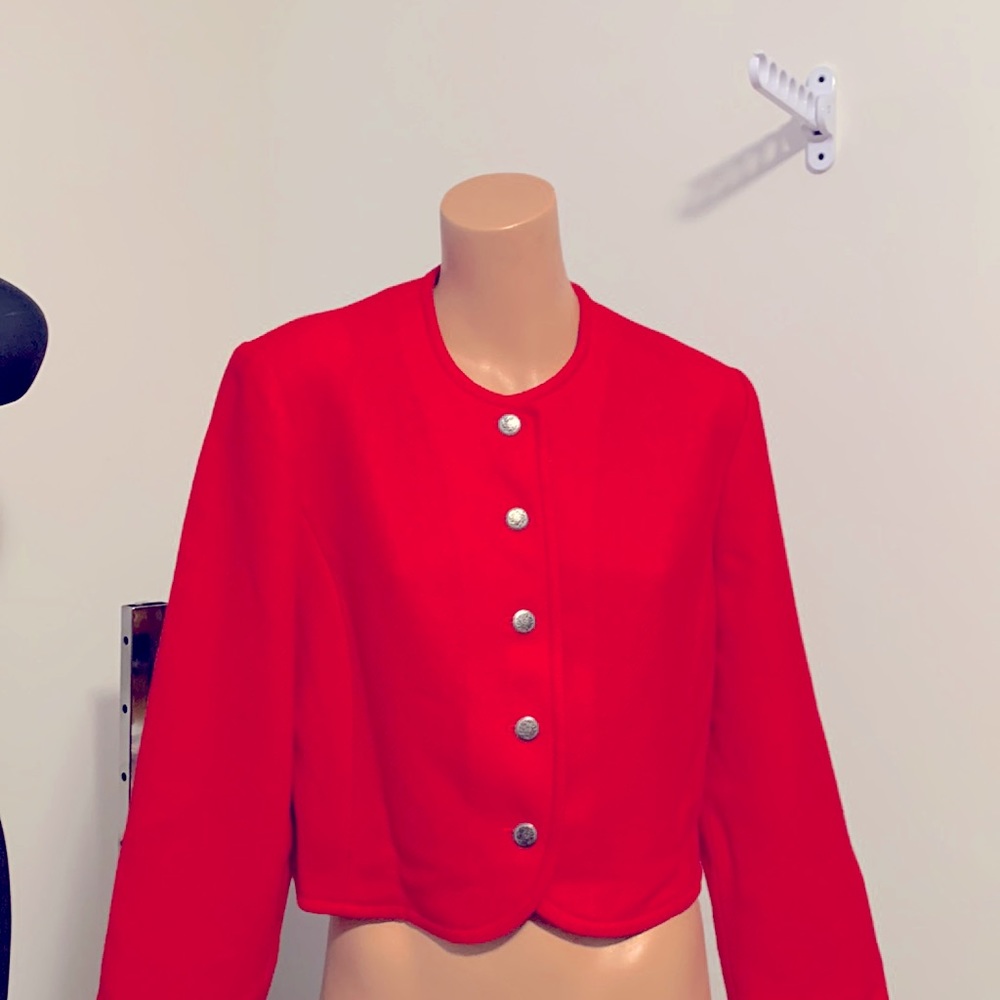 Vintage Pendleton Cropped Red Wool Jacket Fits 8p… - image 1